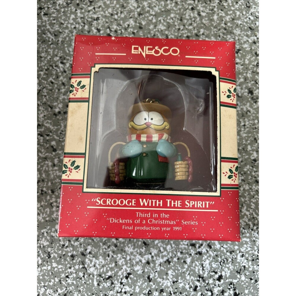 Garfield Enesco Christmas‎ Ornament SCROOGE WITH THE SPIRIT - 3rd Dickens Series